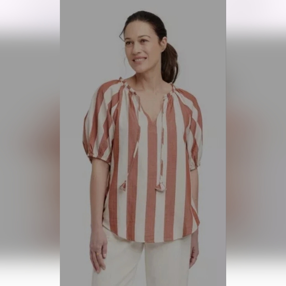 Knox Rose Striped Puff Sleeve Blouse - Picture 1 of 8